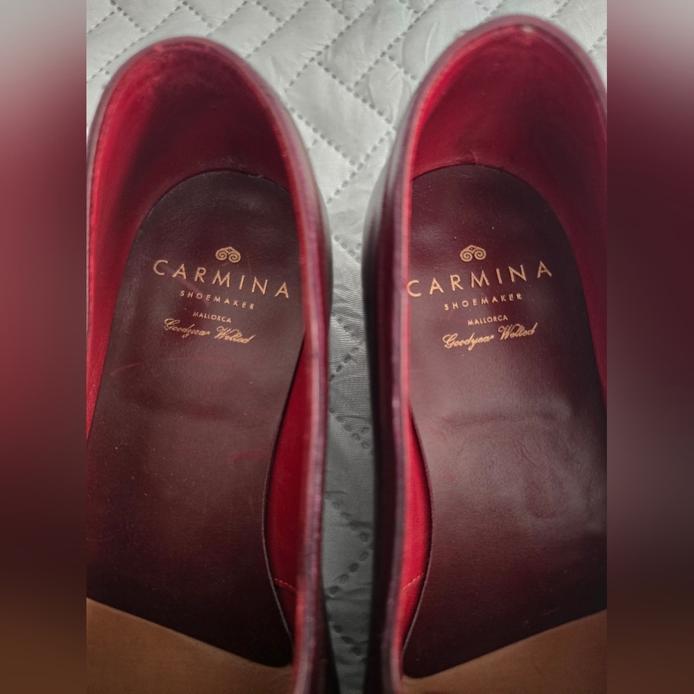 Carmina Penny Loafers Oscaria Robert in Burgundy Box Calf Oxblood - Picture 4 of 14